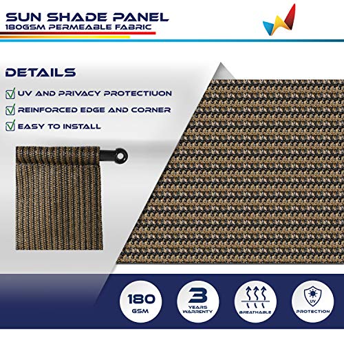 Windscreen4less Pergola Shade Cover Replacement Canopy Porch Deck Backyard Patio Pergola Shade Cover Universal Shade Panel with Grommets Weighted Rods Brown 10'x16'