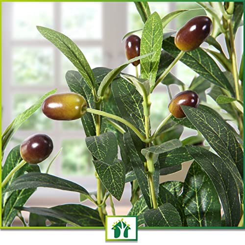 CROSOFMI Artificial Olive Tree Plant 5 Feet Fake Topiary Silk Tree, Perfect Faux Plants in Pot for Indoor Outdoor House Home Office Garden Modern Decoration Housewarming,1Pack