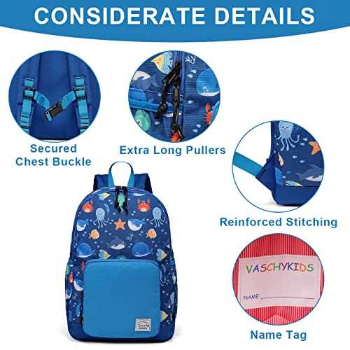 VASCHY Kids backpacks, Cute Lightweight Water Resistant Preschool Backpack for Boys and Girls Ocean Animals