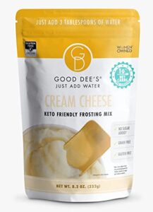 good dees just add water cream cheese frosting mix, keto frosting mix, no sugar added frosting,gluten free & maltitol free, diabetic, atkins & ww friendly (60 calories, 1g net carb per serving)