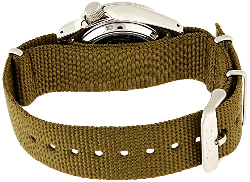 SEIKO Men's 5 Sports Stainless Steel Automatic Watch with Nylon Strap, Green, 22 (Model: SRPE65)