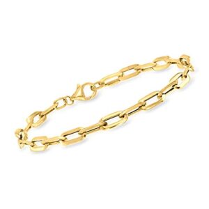 ross-simons italian 14kt yellow gold paper clip link bracelet. 7 inches