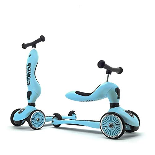 Scoot & Ride - Highwaykick 1 Children Adjustable Seated or Standing 2-in-1 Scooter Including Safety Pads (Blueberry) - for Ages 1-5