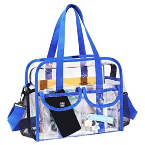 mofasvigi clear bag stadium approved, waterproof roomy transparent bag, pvc lightweight tote bags for work, concerts, stadium, men, women clear bag 12x6x12