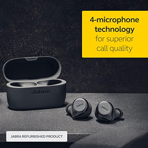 Jabra Elite Active 75t Titanium Black Voice Assistant Enabled True Wireless Sports Earbuds with Charging Case (Renewed)