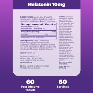 Natrol Melatonin 10mg, Citrus-Flavored Dietary Supplement for Restful Sleep, 60 Fast-Dissolve Tablets, 60 Day Supply