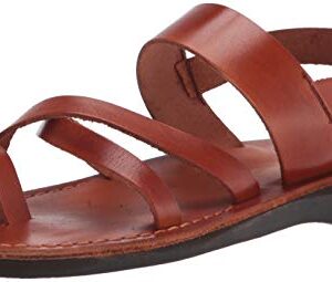 Amos - Leather Ankle Strap Flat Sandal - Honey