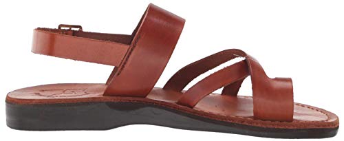 Amos - Leather Ankle Strap Flat Sandal - Honey