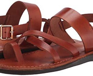 Amos - Leather Ankle Strap Flat Sandal - Honey