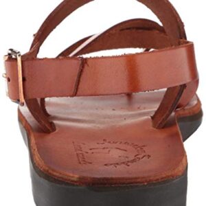 Amos - Leather Ankle Strap Flat Sandal - Honey