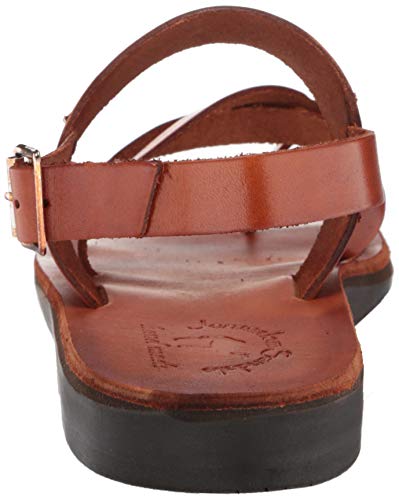 Amos - Leather Ankle Strap Flat Sandal - Honey