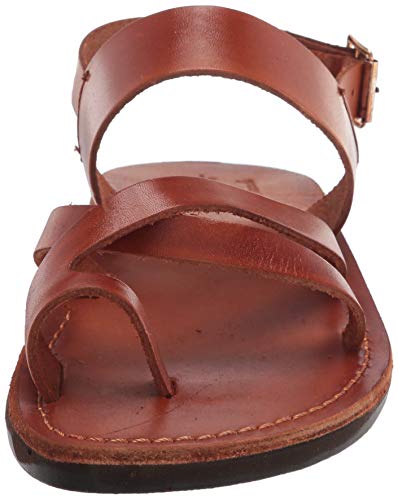 Amos - Leather Ankle Strap Flat Sandal - Honey