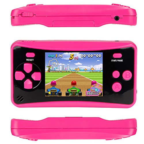 HigoKids Handheld Game for Kids Portable Retro Video Game Player Built-in 182 Classic Games 2.5 inches LCD Screen Family Recreation Arcade Gaming System Birthday Present for Children-Rose red