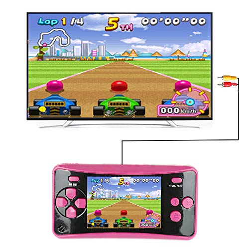 HigoKids Handheld Game for Kids Portable Retro Video Game Player Built-in 182 Classic Games 2.5 inches LCD Screen Family Recreation Arcade Gaming System Birthday Present for Children-Rose red