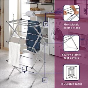 BLACK + DECKER Laundry Organization Expandable/Collapsible Clothes Drying Rack. Essential for Camping/Trailers or Anywhere You Air Dry Laundry. Oversized for Multiple Garments, Grey