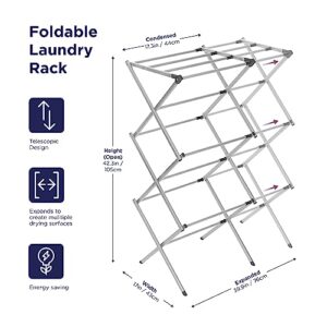 BLACK + DECKER Laundry Organization Expandable/Collapsible Clothes Drying Rack. Essential for Camping/Trailers or Anywhere You Air Dry Laundry. Oversized for Multiple Garments, Grey