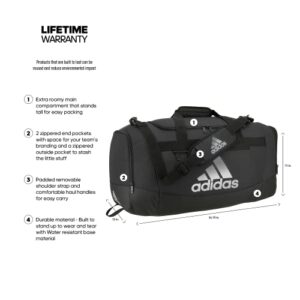 adidas Defender 4 Medium Duffel Bag, Black/Silver Metallic, One Size