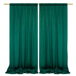 sherway 2 panels 4.8 feet x 10 feet hunter green thick satin backdrop drapes, non-transparent window curtains for wedding bridal shower birthday christmas party stage decor