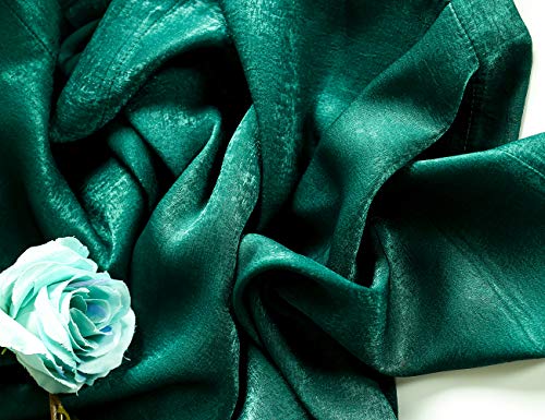 SHERWAY 2 Panels 4.8 Feet x 10 Feet Hunter Green Thick Satin Backdrop Drapes, Non-Transparent Window Curtains for Wedding Bridal Shower Birthday Christmas Party Stage Decor