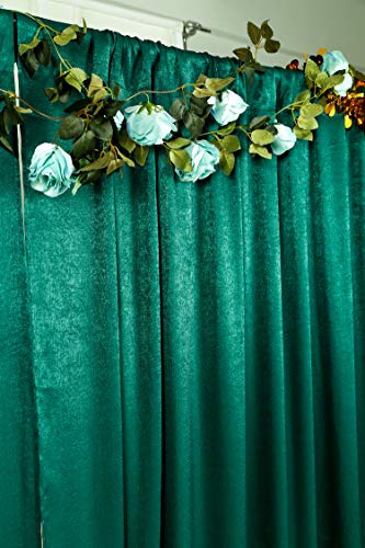 SHERWAY 2 Panels 4.8 Feet x 10 Feet Hunter Green Thick Satin Backdrop Drapes, Non-Transparent Window Curtains for Wedding Bridal Shower Birthday Christmas Party Stage Decor