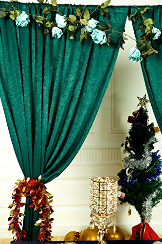 SHERWAY 2 Panels 4.8 Feet x 10 Feet Hunter Green Thick Satin Backdrop Drapes, Non-Transparent Window Curtains for Wedding Bridal Shower Birthday Christmas Party Stage Decor