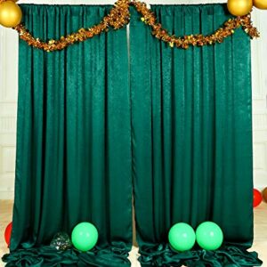 SHERWAY 2 Panels 4.8 Feet x 10 Feet Hunter Green Thick Satin Backdrop Drapes, Non-Transparent Window Curtains for Wedding Bridal Shower Birthday Christmas Party Stage Decor