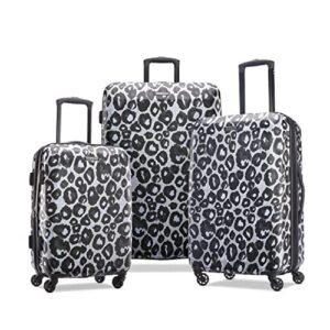 american tourister moonlight hardside expandable luggage with spinner wheels, leopard black, 3-piece set (21/24/28)