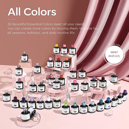 Modelones Gel Nail Polish Set, 36 Colors Gel Polish 7ml All Seasons Collection Nude Pink Red Blue Glitter Soak off Nail Lamp Nail Art Manicure Set DIY Salon Home Halloween Xmas Gift for Women Girls