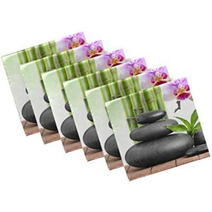 Pfrewn Spa Zen Garden Cloth Napkins Set of 1 Basalt Stones Orchid Dinner Napkins Solid Washable Reusable Polyester Table Napkins Oversized 20"X20" with Hemmed Edges for Home Weeding Decoration