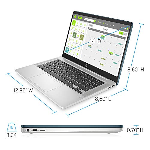 HP Chromebook 14-inch FHD Laptop, Intel Celeron N4000, 4 GB RAM, 32 GB eMMC, Chrome (14a-na0090nr, Forest Teal)