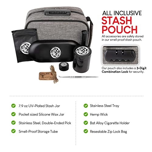 Smell Proof Storage Pouch - Polyester Odor Resistant Container with Easy Grip Handle - Portable Storage Bag with Padded Lock - 3 Digit Combination Lock - Grey