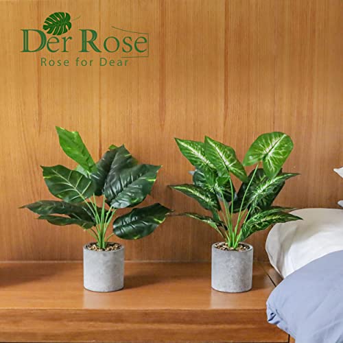 Der Rose 2 Pack Fake Plants Artificial Potted Faux Plants for Office Desk Home Farmhouse Decor