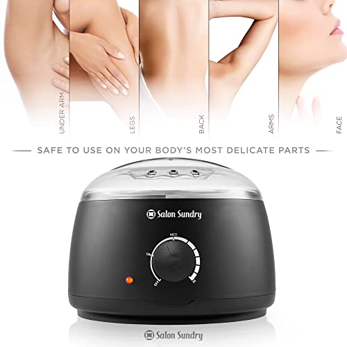 Salon Sundry Portable Electric Hot Wax Warmer Machine for Hair Removal - Black with Clear Lid