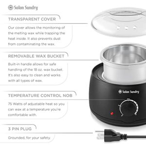 Salon Sundry Portable Electric Hot Wax Warmer Machine for Hair Removal - Black with Clear Lid