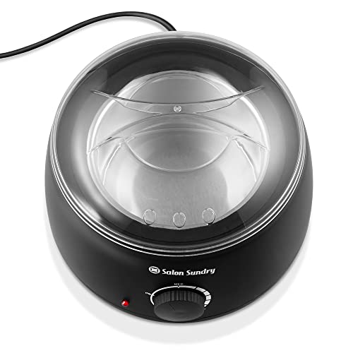 Salon Sundry Portable Electric Hot Wax Warmer Machine for Hair Removal - Black with Clear Lid