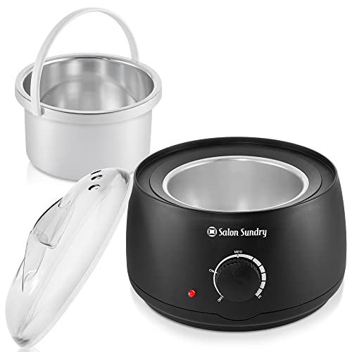 Salon Sundry Portable Electric Hot Wax Warmer Machine for Hair Removal - Black with Clear Lid