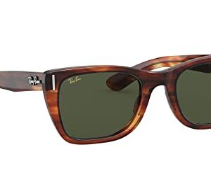 Ray-Ban RB2248 Caribbean Rectangular Sunglasses, Striped Havana/G-15 Green, 52 mm