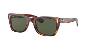 ray-ban rb2248 caribbean rectangular sunglasses, striped havana/g-15 green, 52 mm