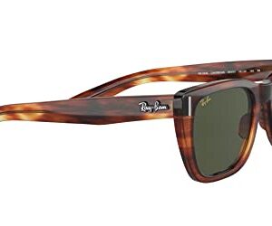 Ray-Ban RB2248 Caribbean Rectangular Sunglasses, Striped Havana/G-15 Green, 52 mm