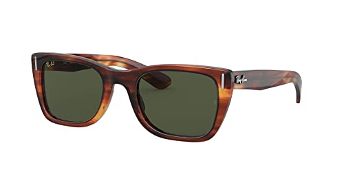 Ray-Ban RB2248 Caribbean Rectangular Sunglasses, Striped Havana/G-15 Green, 52 mm