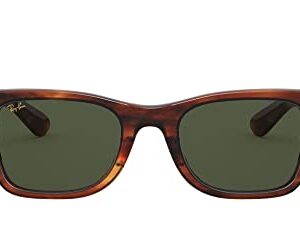 Ray-Ban RB2248 Caribbean Rectangular Sunglasses, Striped Havana/G-15 Green, 52 mm