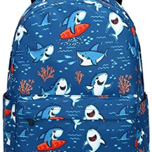 CAMTOP Preschool Backpack for Kids Boys Toddler Backpack Kindergarten School Bookbags (Cute Shark-Navy) Medium