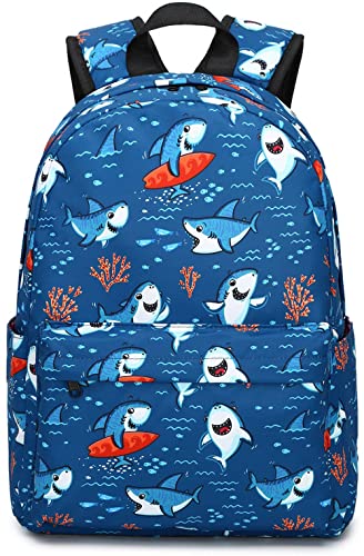 CAMTOP Preschool Backpack for Kids Boys Toddler Backpack Kindergarten School Bookbags (Cute Shark-Navy) Medium