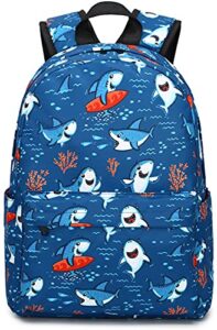 camtop preschool backpack for kids boys toddler backpack kindergarten school bookbags (cute shark-navy) medium