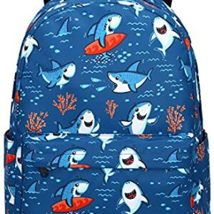 CAMTOP Preschool Backpack for Kids Boys Toddler Backpack Kindergarten School Bookbags (Cute Shark-Navy) Medium