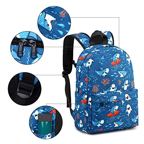 CAMTOP Preschool Backpack for Kids Boys Toddler Backpack Kindergarten School Bookbags (Cute Shark-Navy) Medium