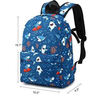 CAMTOP Preschool Backpack for Kids Boys Toddler Backpack Kindergarten School Bookbags (Cute Shark-Navy) Medium