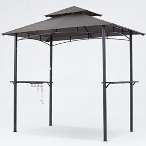 mastercanopy  8 x 5 grill gazebo outdoor bbq gazebo canopy with 2 led lights (gray)
