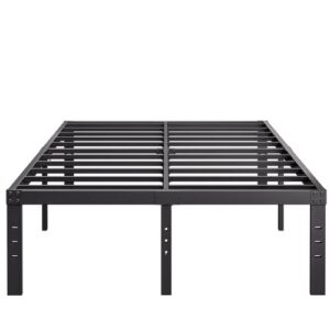 comasach 16 inch full bed frame no box spring needed, 3500 lbs heavy duty metal platform bed frames, non-slip and noise-free mattress foundation, black