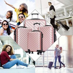 Apelila Fridtrip Carry On Luggage with Spinner Wheels Luggage Sets Travel Suitcase Hardshell Lightweight (Rose Gold, 4 PCS)